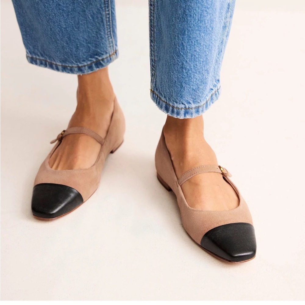 Boden Penelope Mary Jane Flat Latte Suede 38